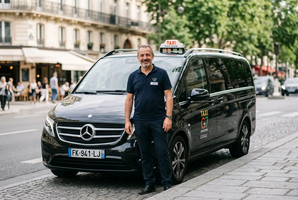 Chauffeur de taxi professionnel de Seine-et-Marne, lors d'un transfert aéroport au départ de Serris